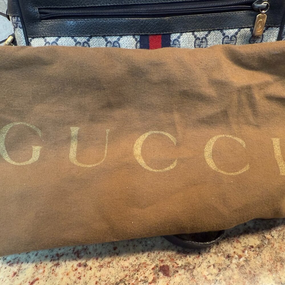 VINTAGE - GUCCI/Blue Web GG Crossbody Bag w Dust Bag (Accessory Collection) - Picture 10 of 10
